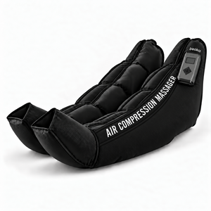 Paire de jambières de pressothérapie noires Beoka, avec unité de contrôle et inscription AIR COMPRESSION MASSAGER
